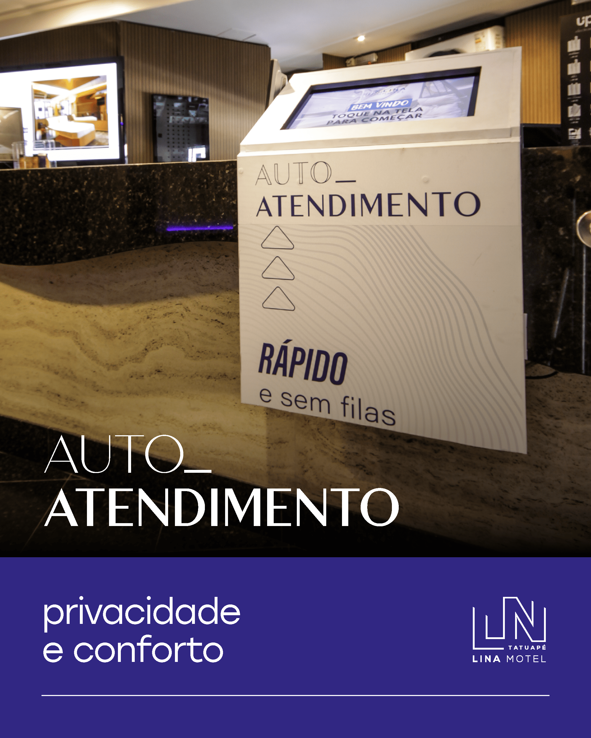 reserve pelo auto atendimento. -sem filas, -rápido e prático, -tem foto de todas as suítes.